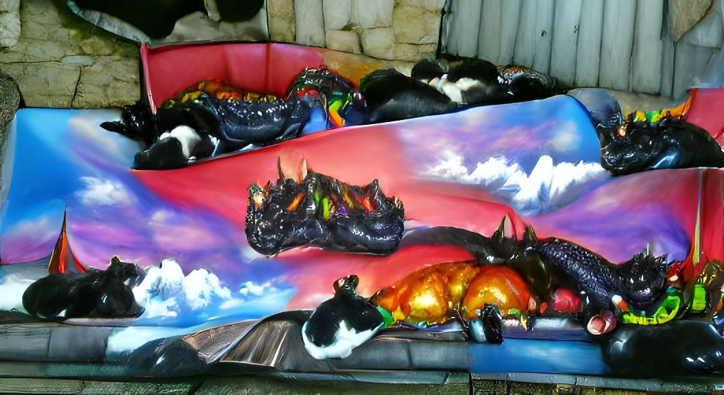 AI Generated Cat and Dragon Image