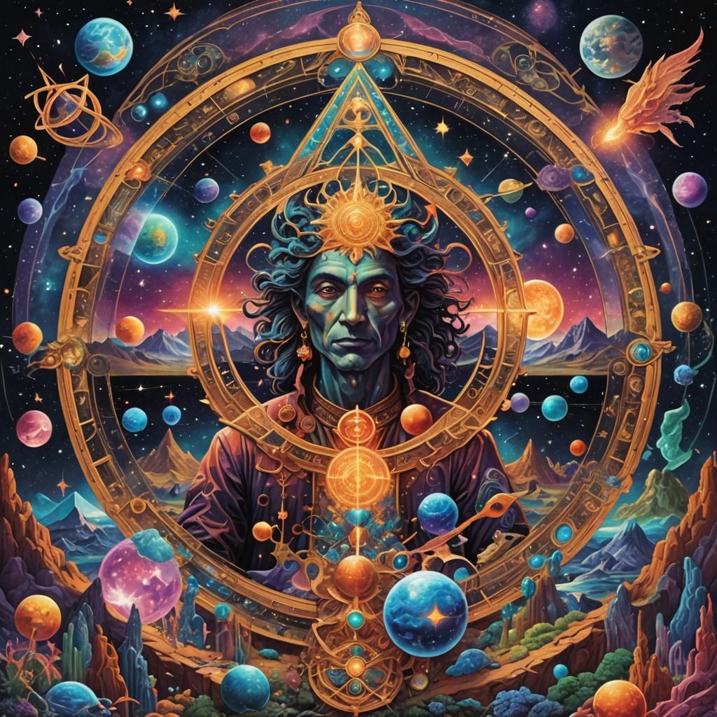 Astral Alchemy: Cosmic Album Cover Illustration