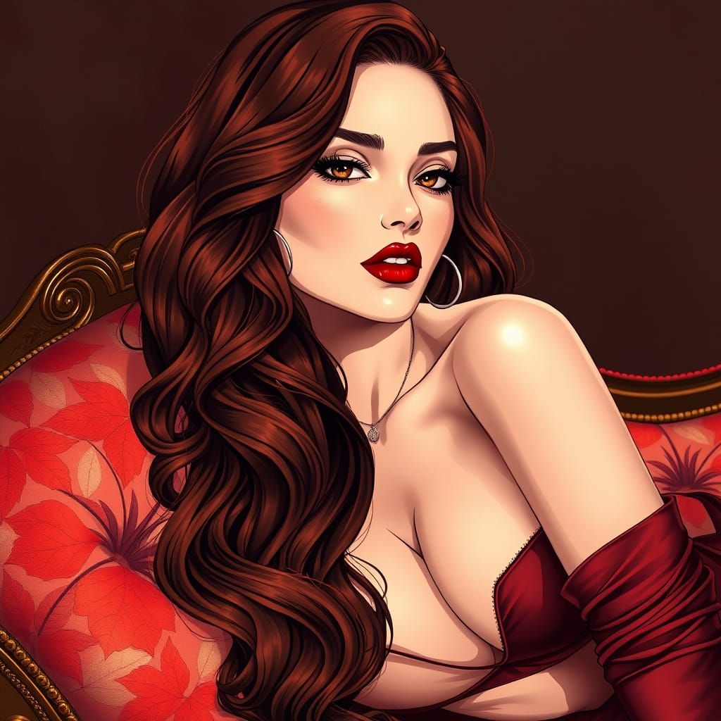 Sultry Anime Beauty Reveals Herself in Luxurious Velvet Chai...