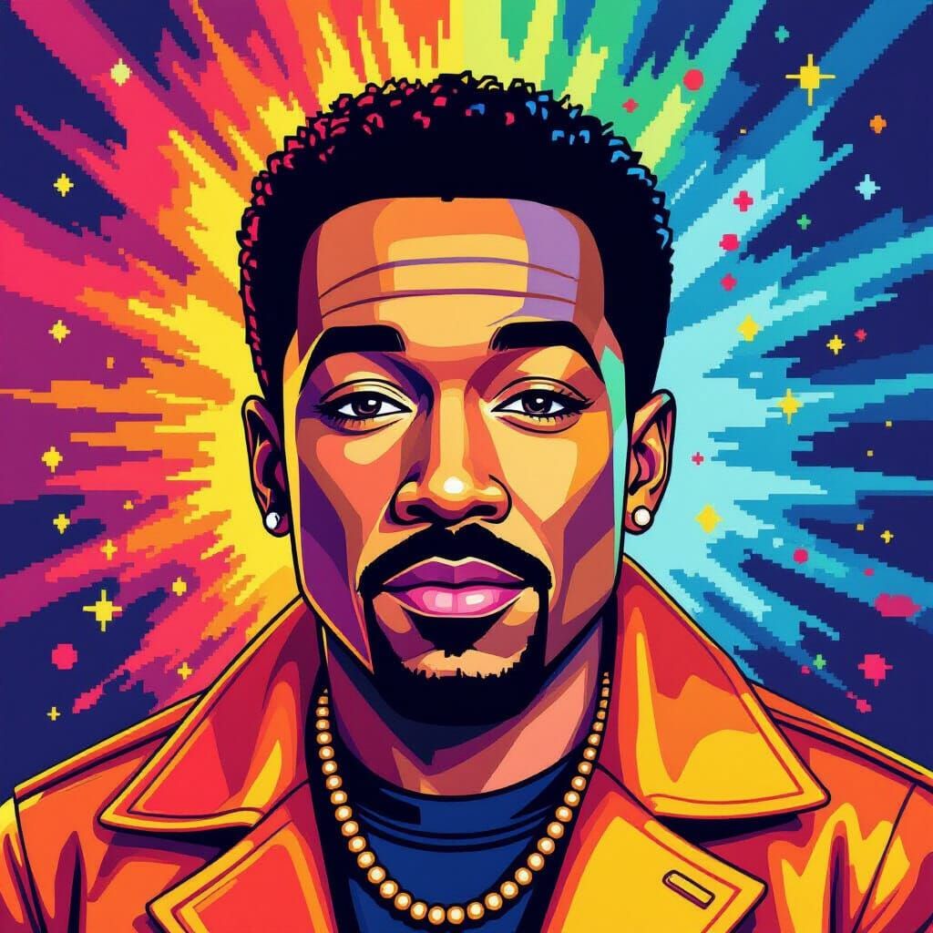 Pixel Art Portrait of Eddie Murphy in 8-Bit Style