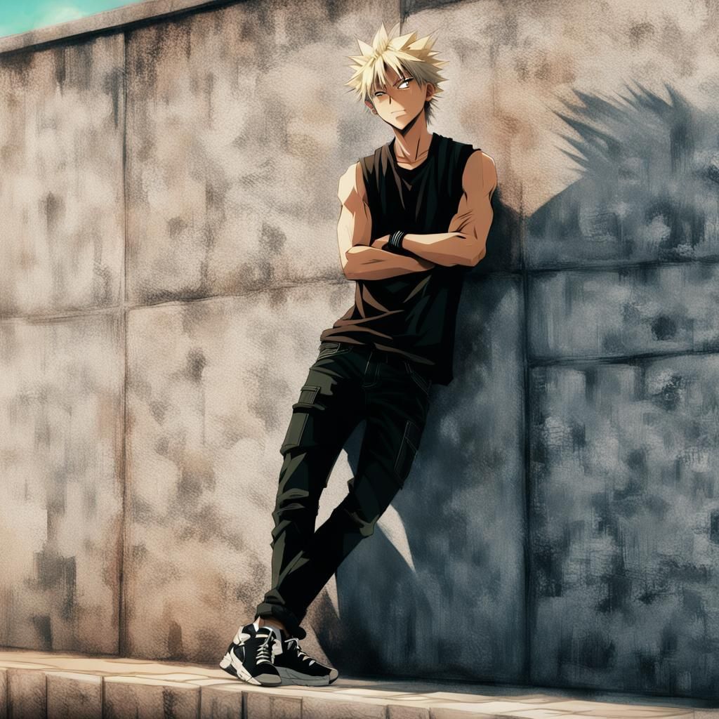 Katsuki Bakugo Anime Portrait in Shinkai Style