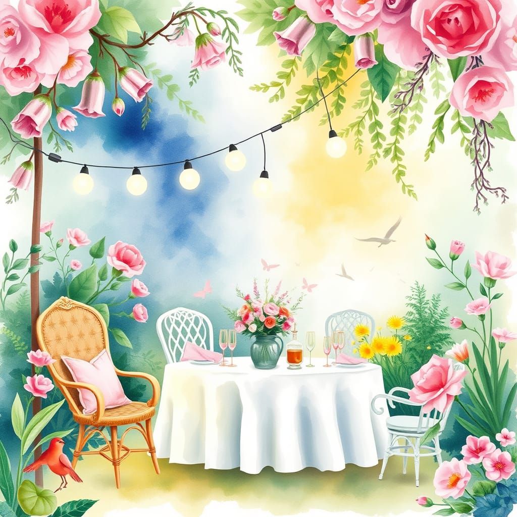 Whimsical Watercolor Garden Party in Pastel Colors