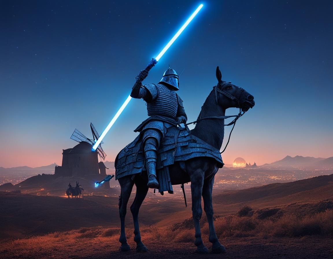 Don Quixote with Lightsaber Lance Silhouette