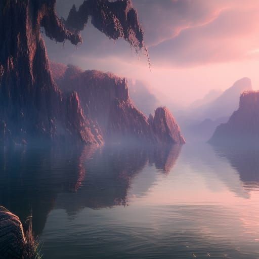 Detailed Matte Painting of Water Reflection