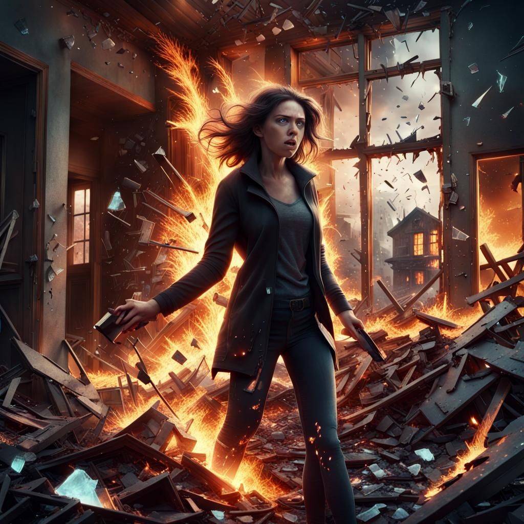 Woman Creates Chaos and Destruction in Digital Painting