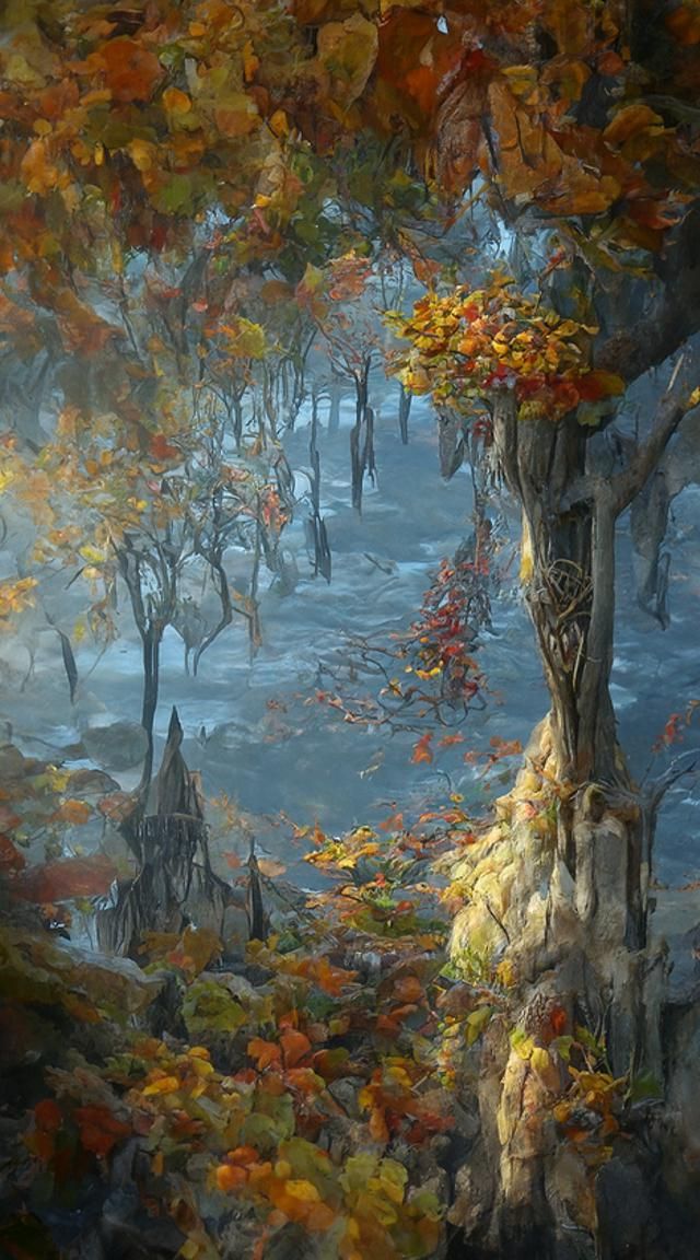 Autumn in Lothlorien: Cel-Shaded 3D Digital Art