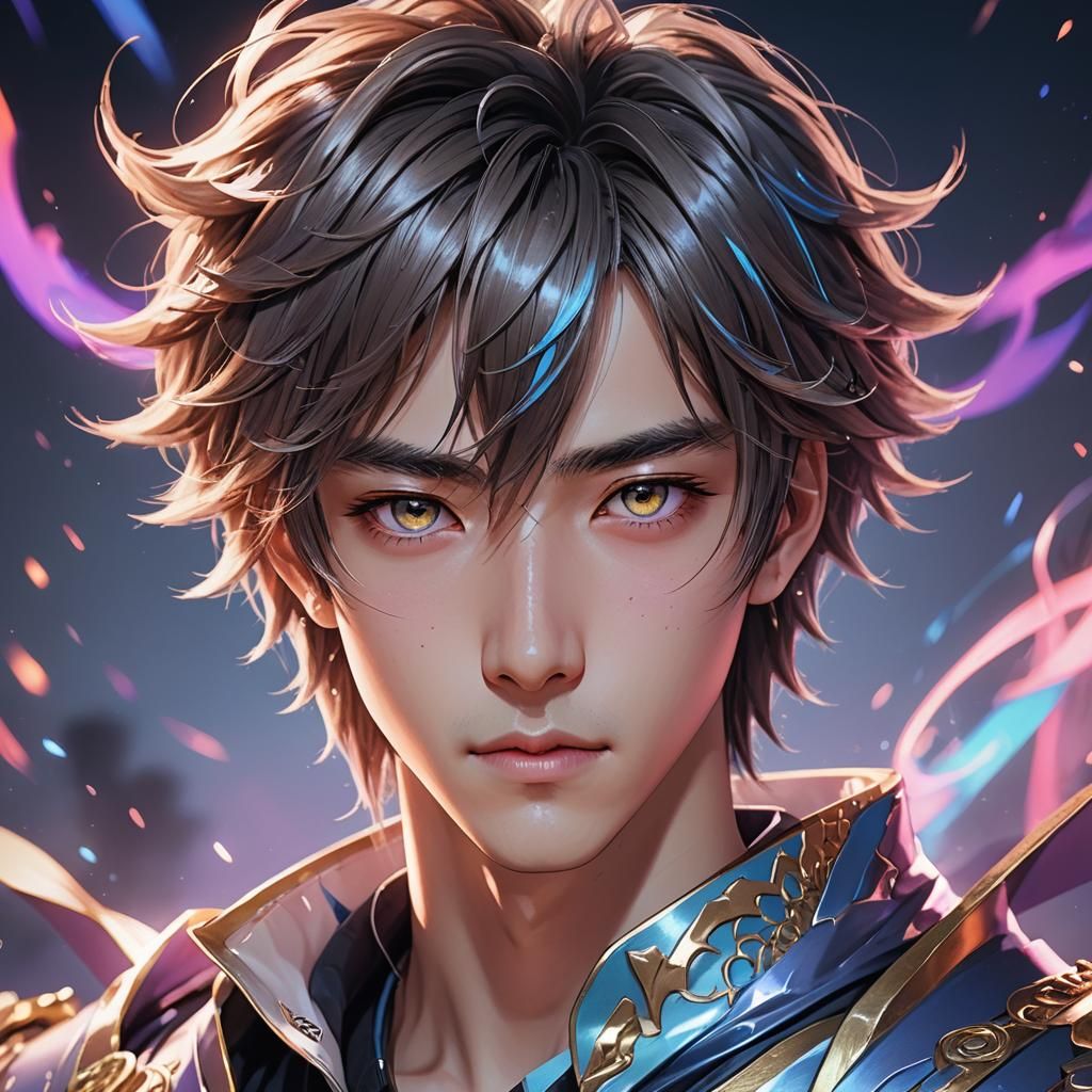 Vibrant Anime Portrait of Wang Yibo in 3D Style