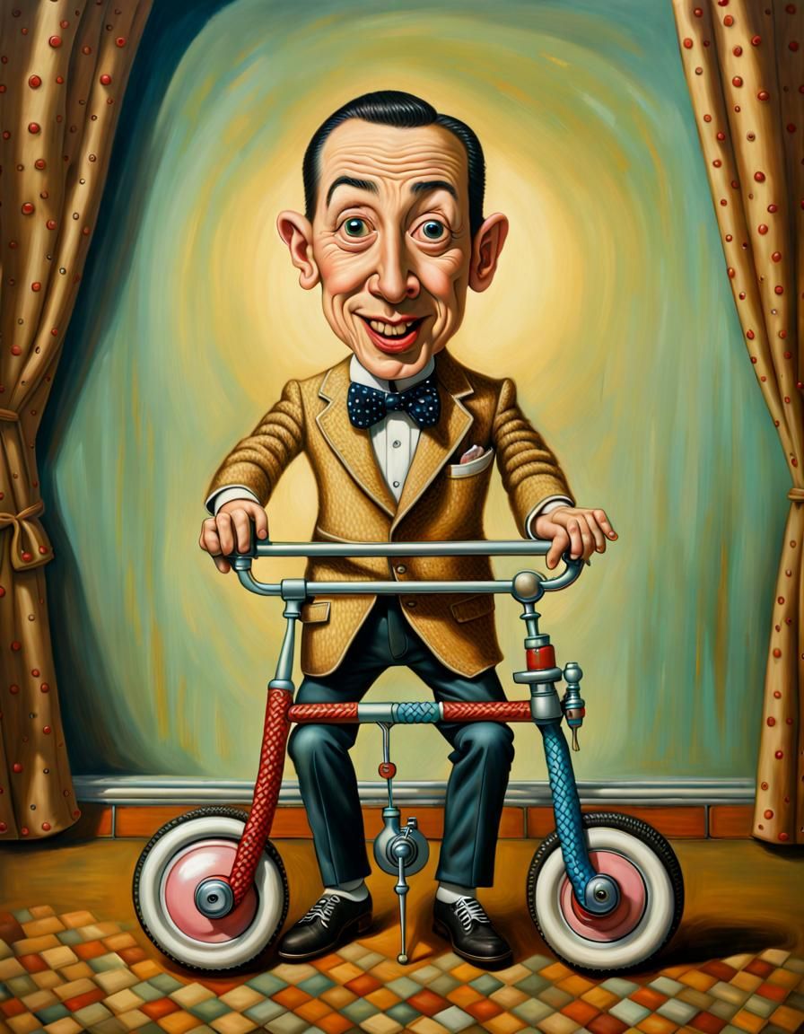 Pee Wee Herman and his broken bike