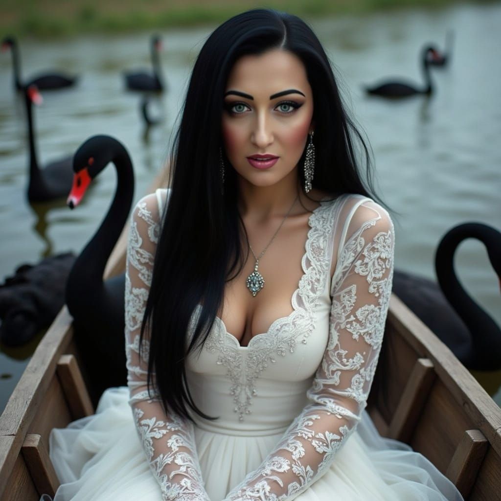 Ethereal Gothic Beauty Basks in Moonlit Serenity