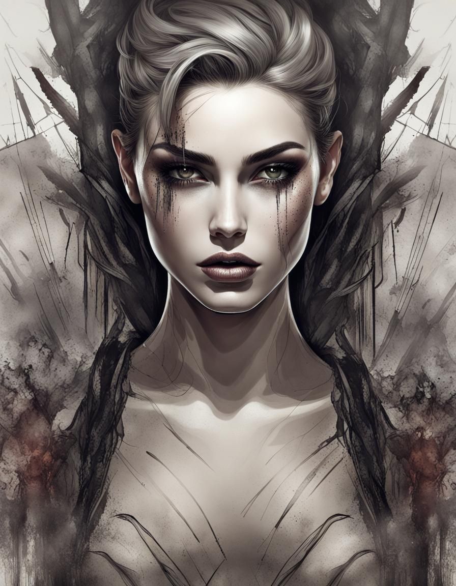 Beautiful Woman in Avant-Apocalypse Art Style