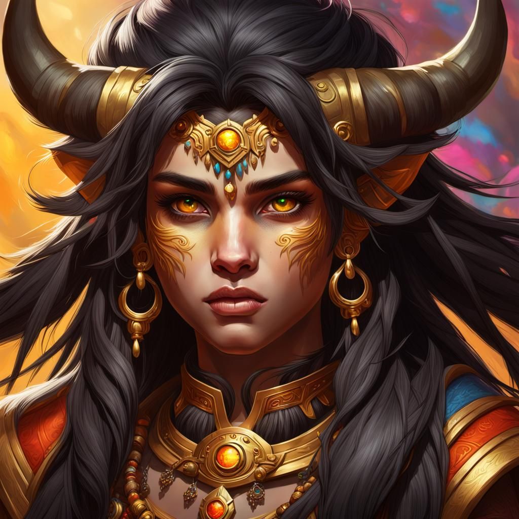 Detailed Tauren Female with Golden Eyes