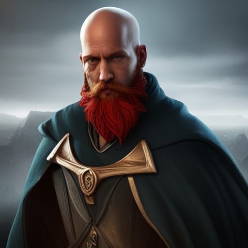 Hooded Red Beard Man in Dark Fantasy Art