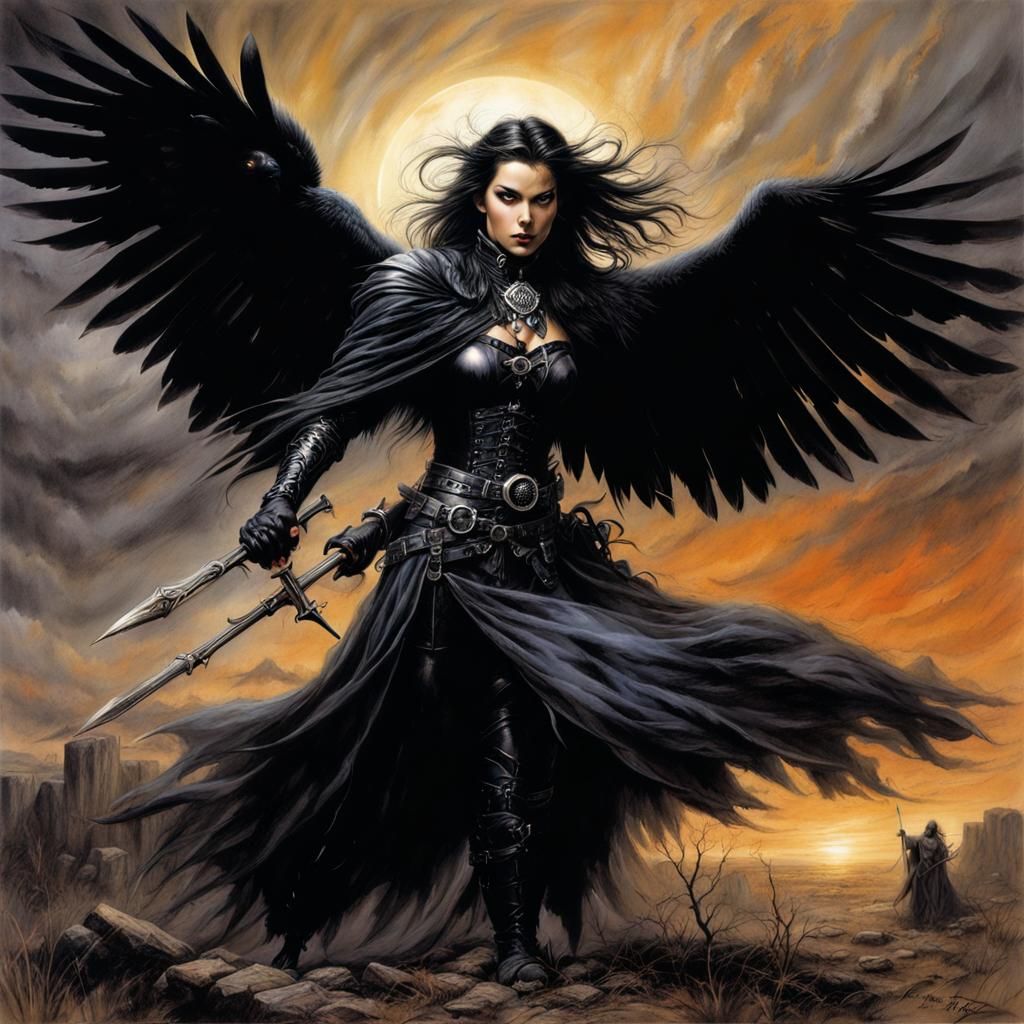 Dramatic Raven in Rough Retro Style