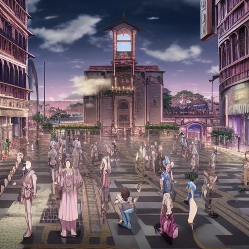 Epic Digital Painting of a Chaotic Town