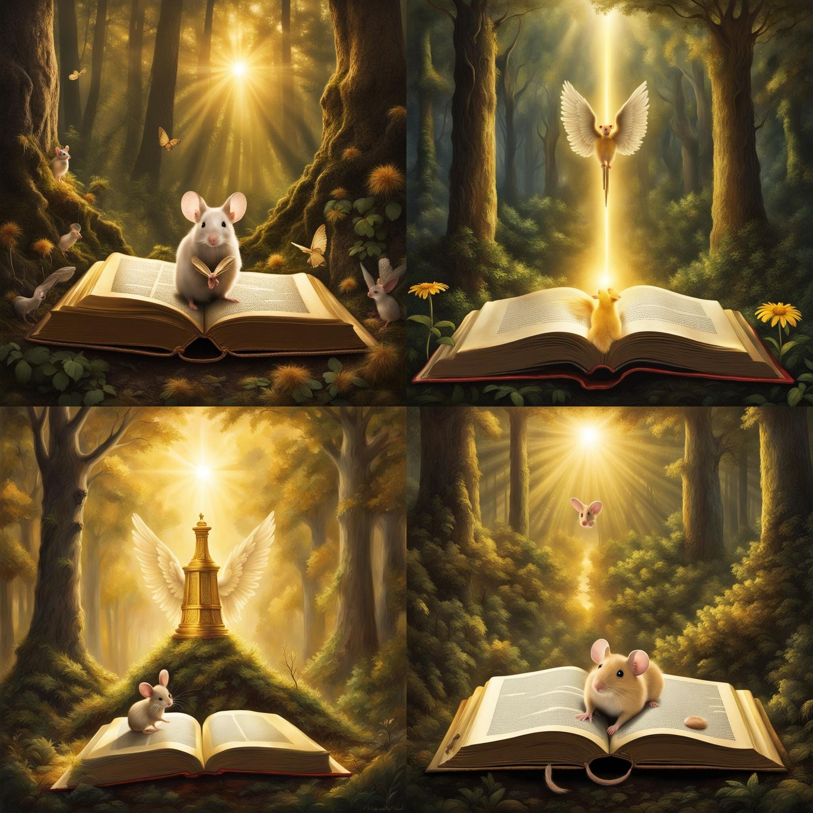 Angelic Book of Life in Forest Clearing