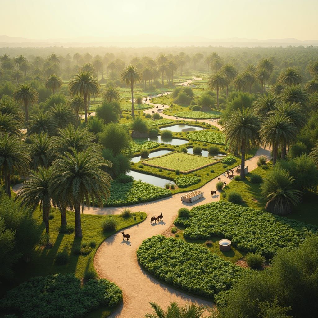 Saudi Arabian Oasis Reserve in Golden Hour