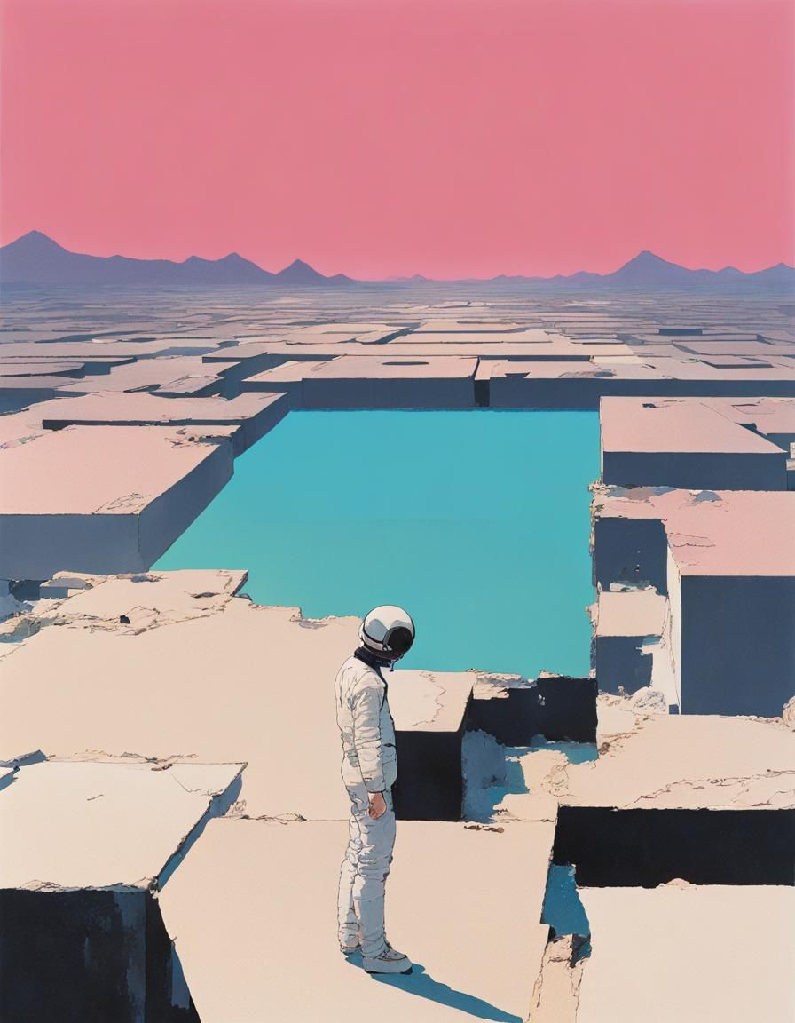 Surreal Rearrangement in Vaporwave Style