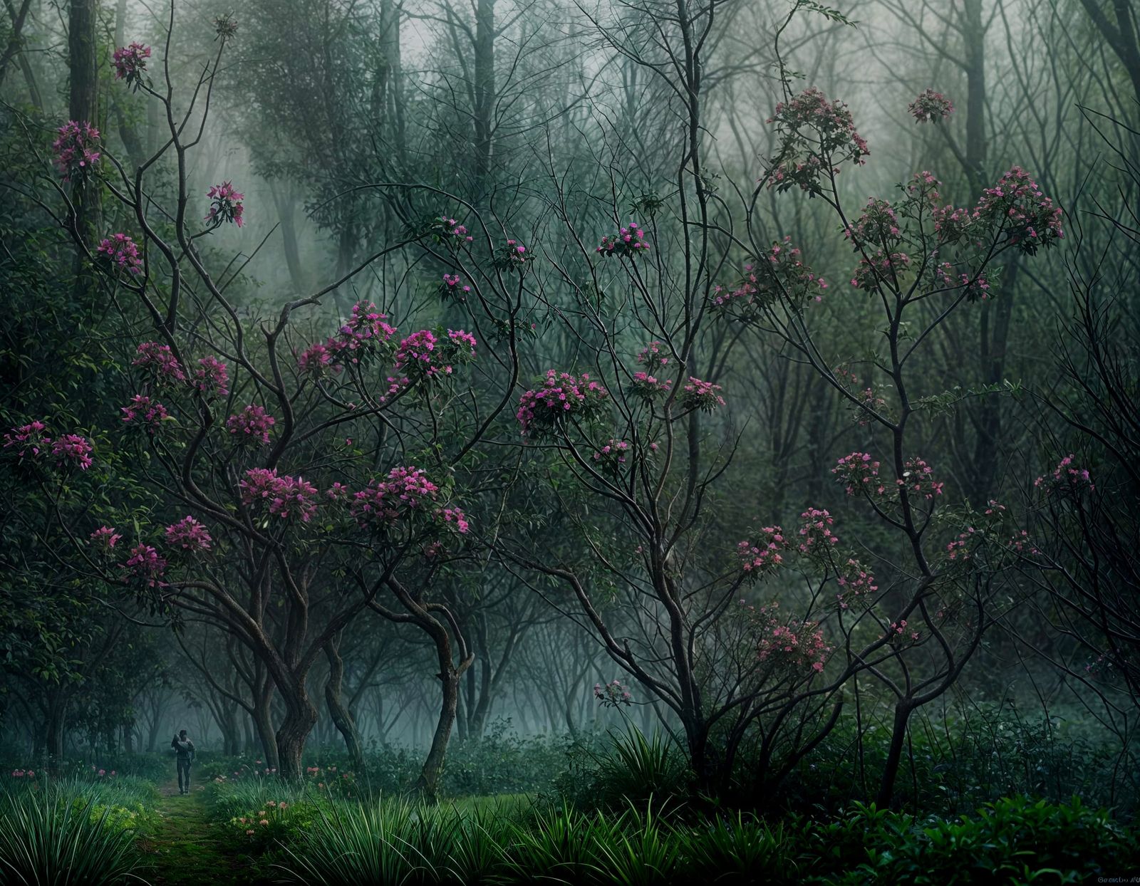 Eerie Garden of Life in Dark Smoky Style