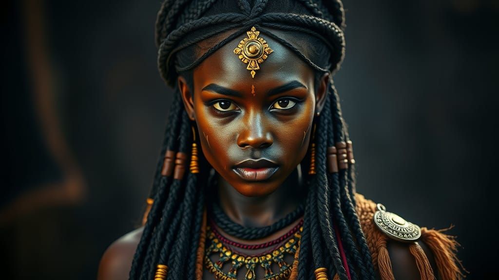 African Warrior Queen in Regal Splendor