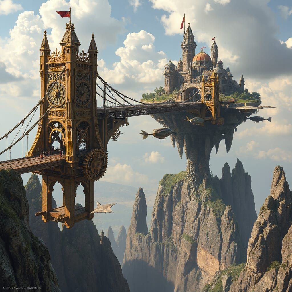 Steampunk Marvel Connects Floating Islands High in the Sky