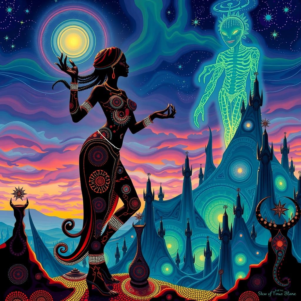 Surreal Dance Under Twilight Sky