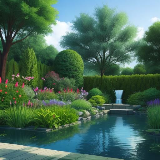 Peaceful Water Garden Landscape
