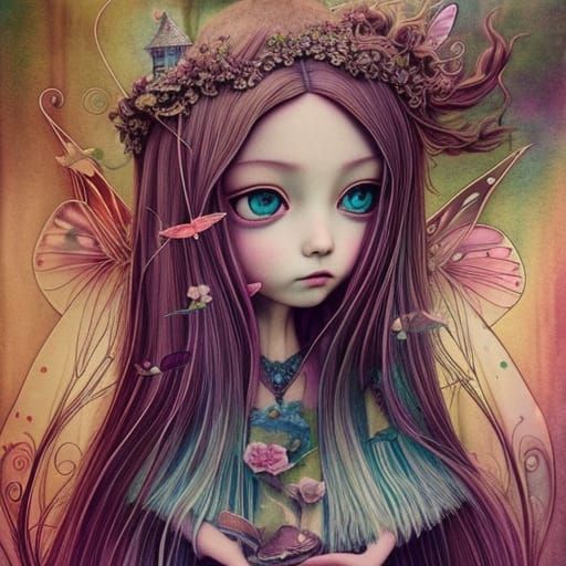 Enchanting Fairy Caricature in Watercolor Style