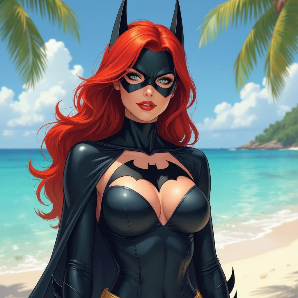 Batgirl on the Beach: Realistic Comic Book Art