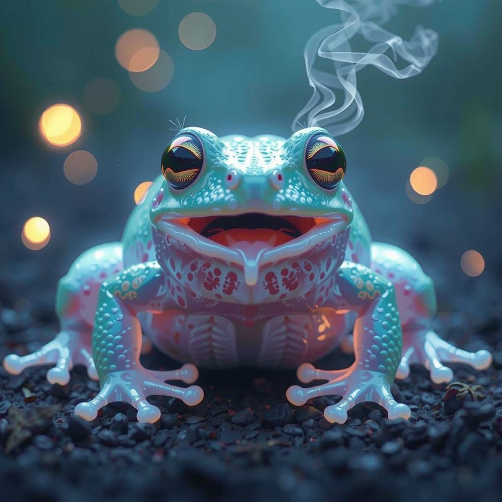 Translucent Frog Gasping in Surprise