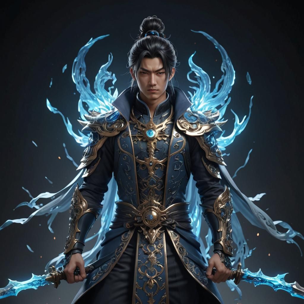 Powerful Male Cultivator in Anime-Inspired 3D Art