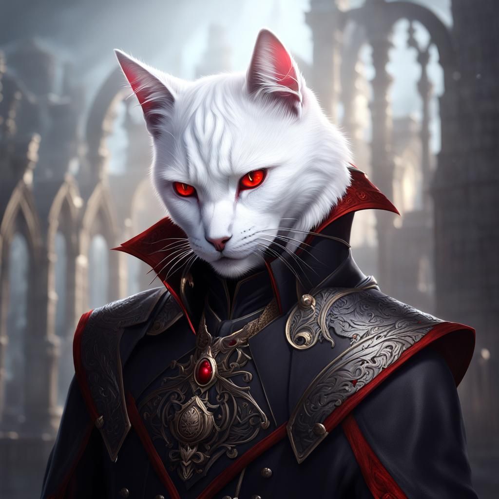 Charming Vampire Cat in Digital Fantasy Art