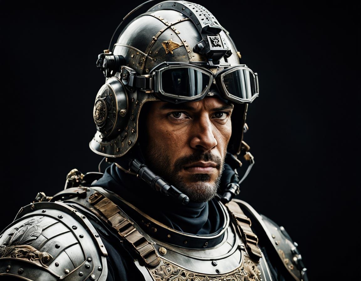 Medieval Knight and Modern Special Forces Operator Stand Uni...