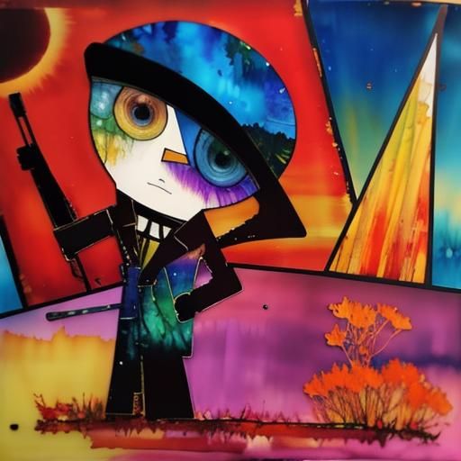 Chaotic Sunset Spring Landscape in Van Gogh Style