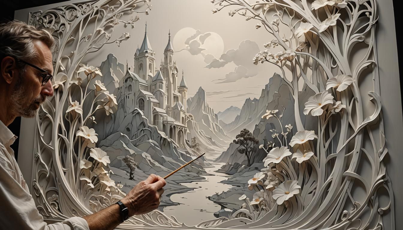 Art Nouveau Landscape: Artist's Final Strokes