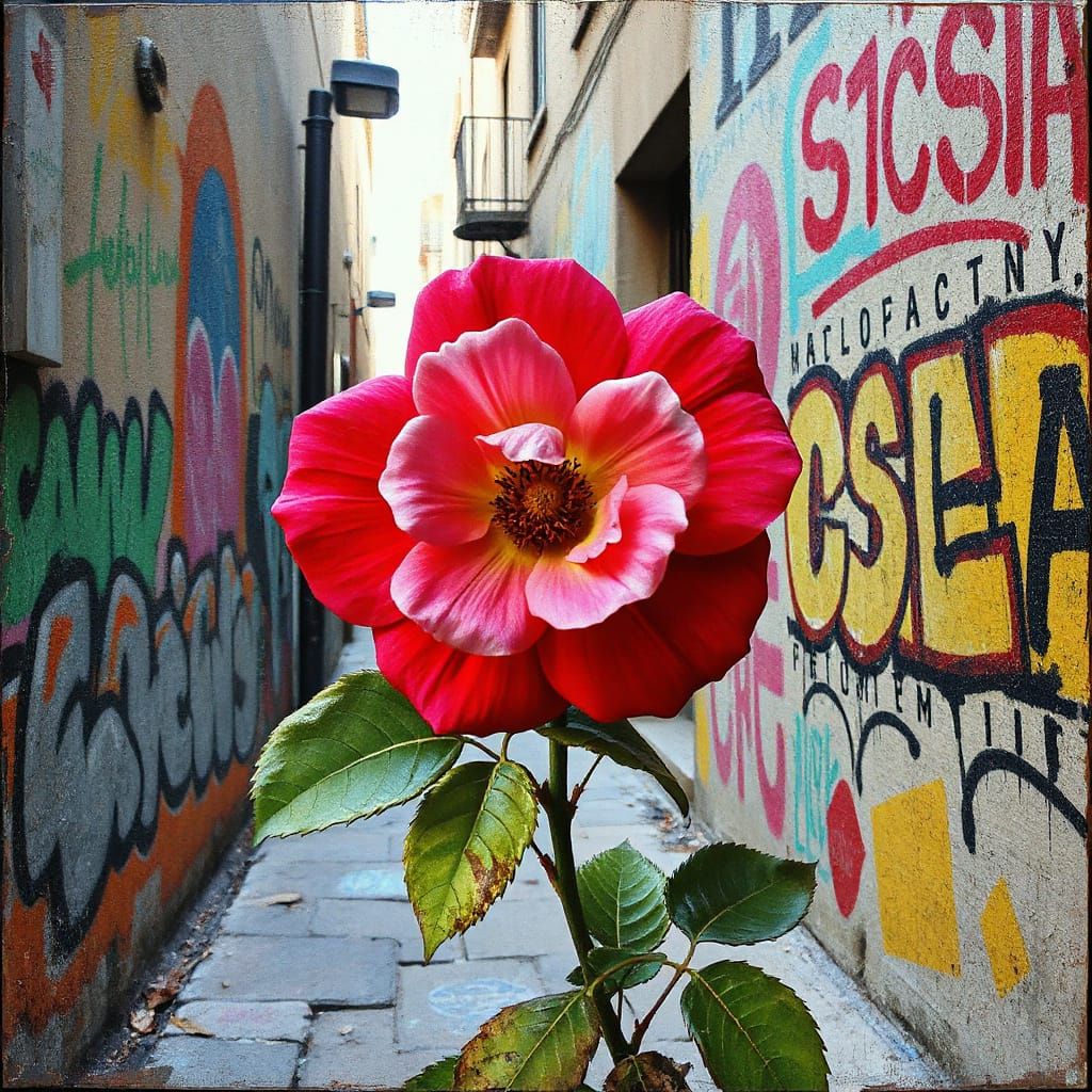 Rose in Graffiti Alley: Maximalist Street Art