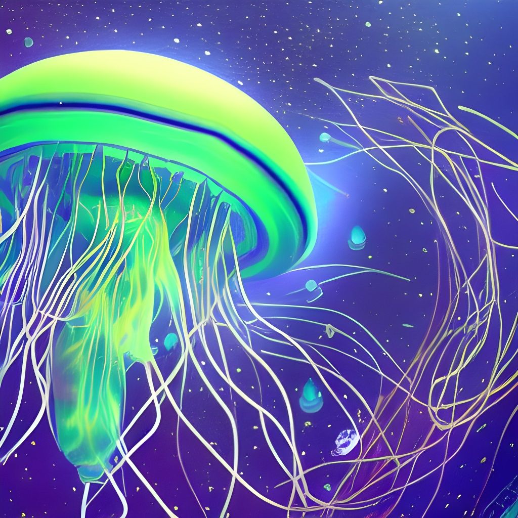 Underwater Jellyfish UFO in Holographic Style