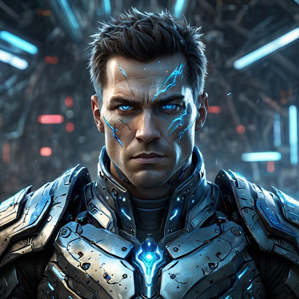Sci-Fi Warrior Portrait with Nanobot Armor