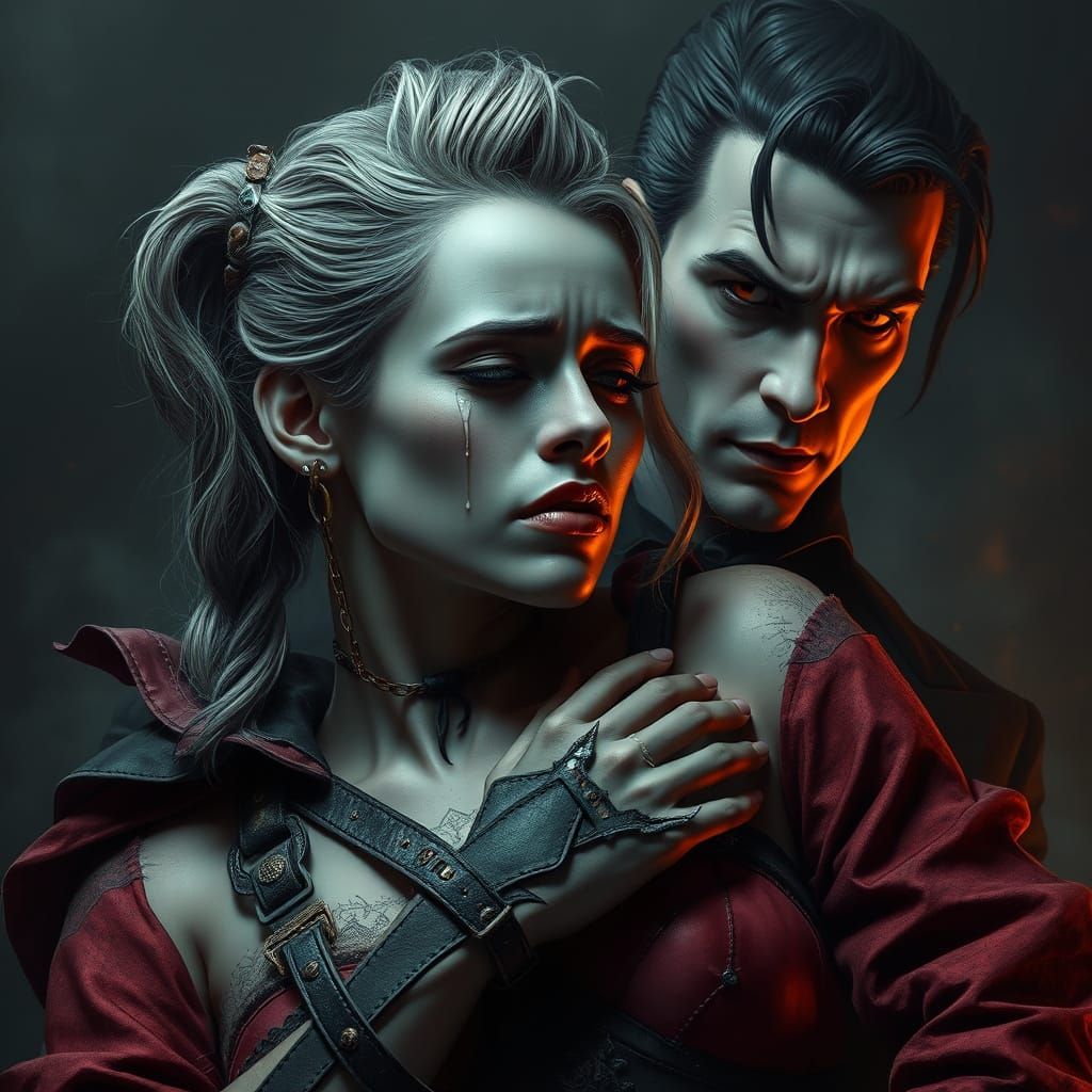 Mysterious Vampire Watches Distressed Harley Queen