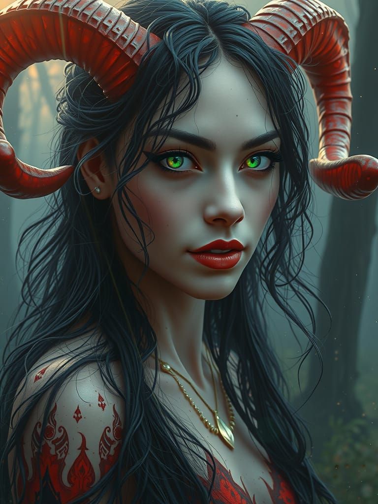 Gothic Demoness in Twilight Forest