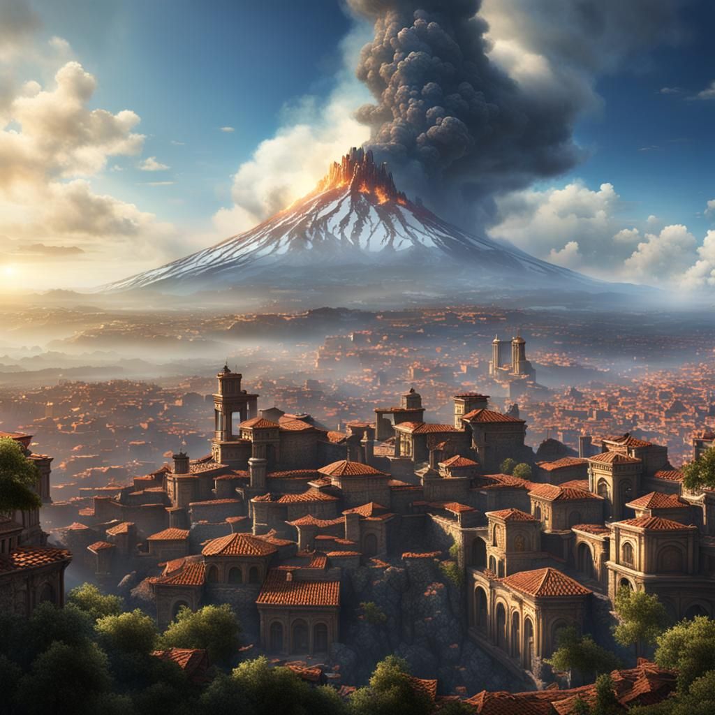 city ​​of Enna rising among the clouds in the background you...