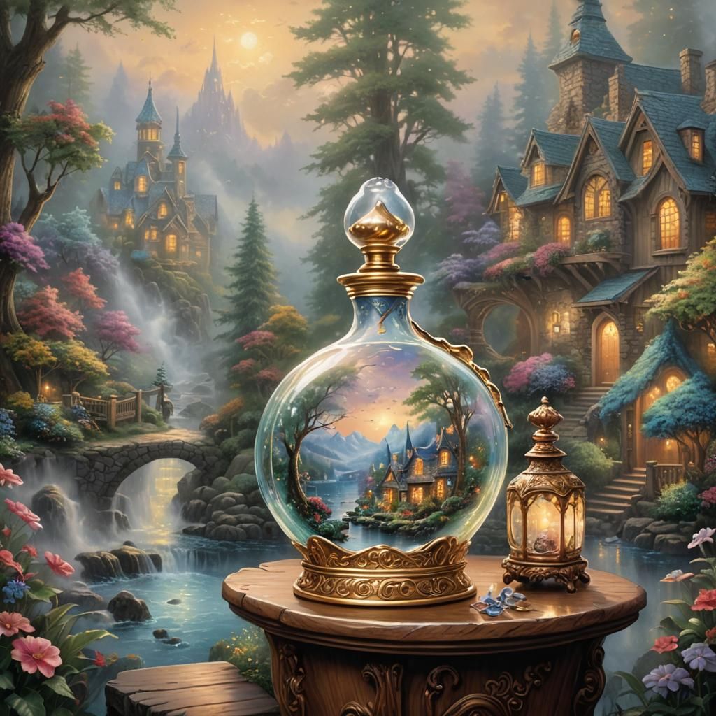 Ethereal Perfume Bottle Display in Fantasy Style