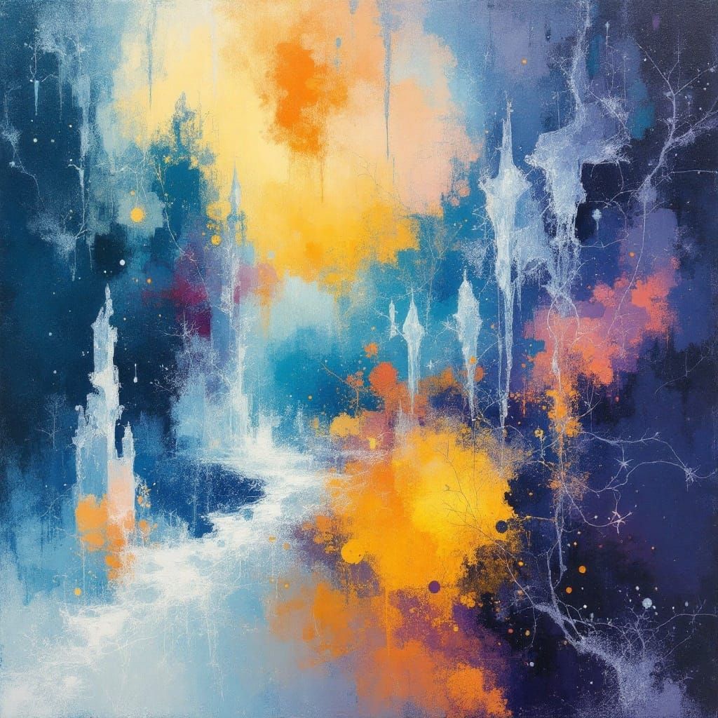 Crystalline Frost World in Abstract Expressionist Style