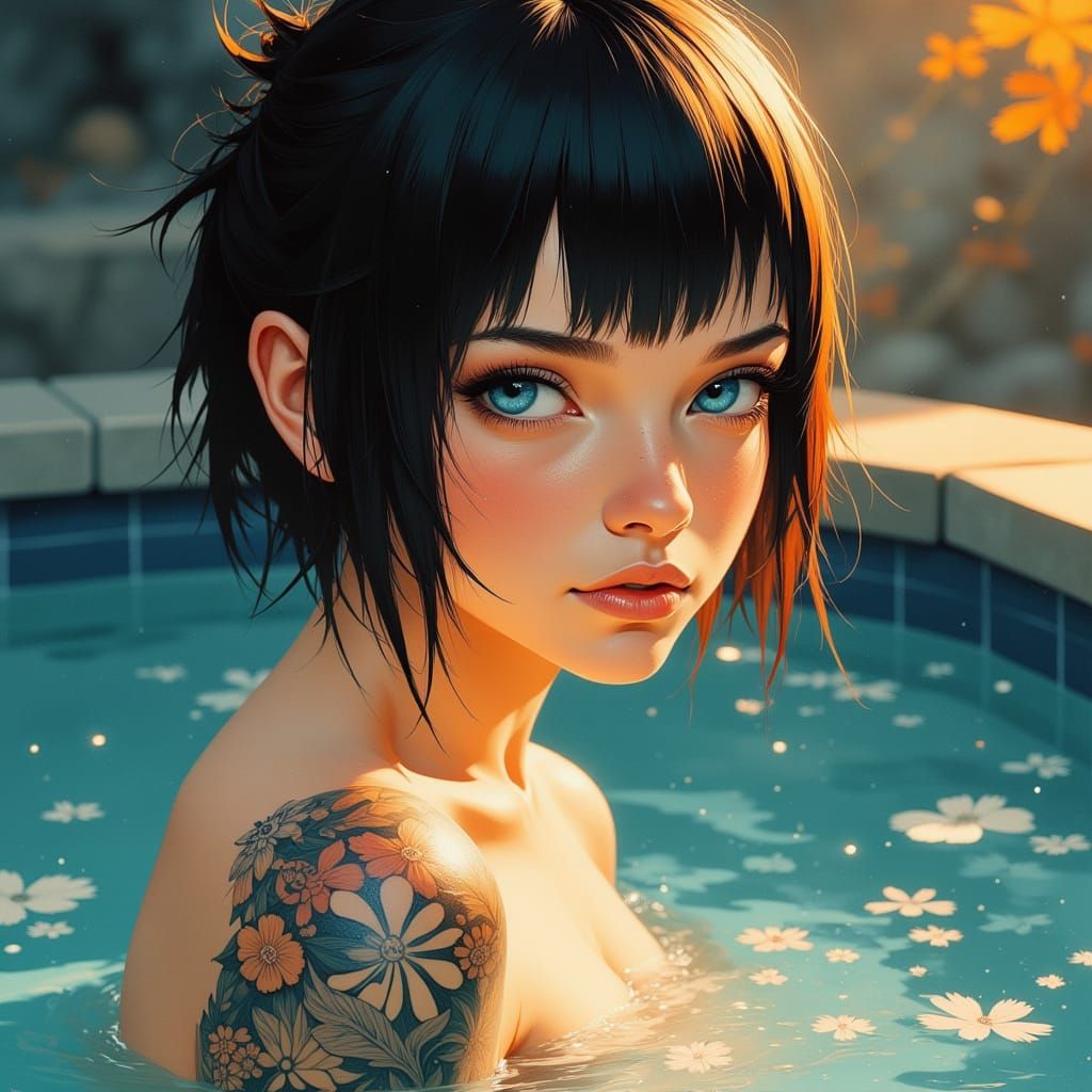 Jodelle Ferland Portrait at Onsen in Vibrant Colors