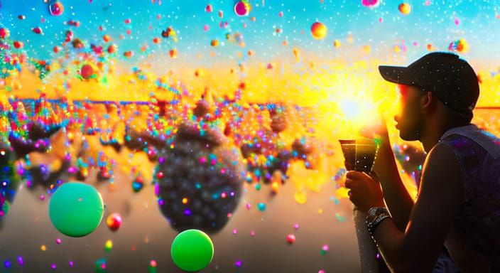 God Blowing Universe Bubbles: Photorealistic Epic Masterpiec...