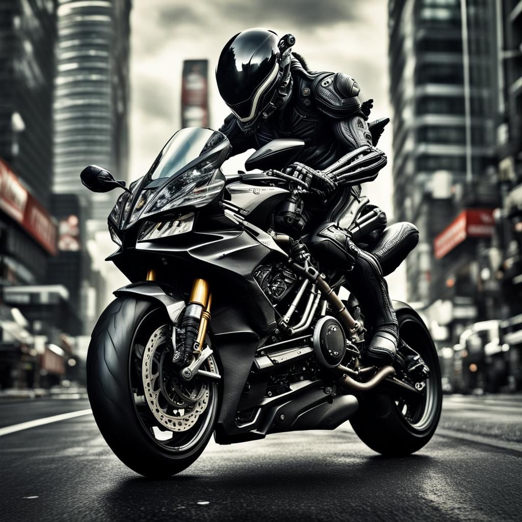 Xenomorph Alien Rides Superbike in Geiger Style