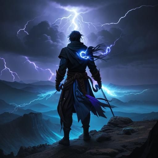 Manga Man's Glowing Mana Hole on Mountain Cliff