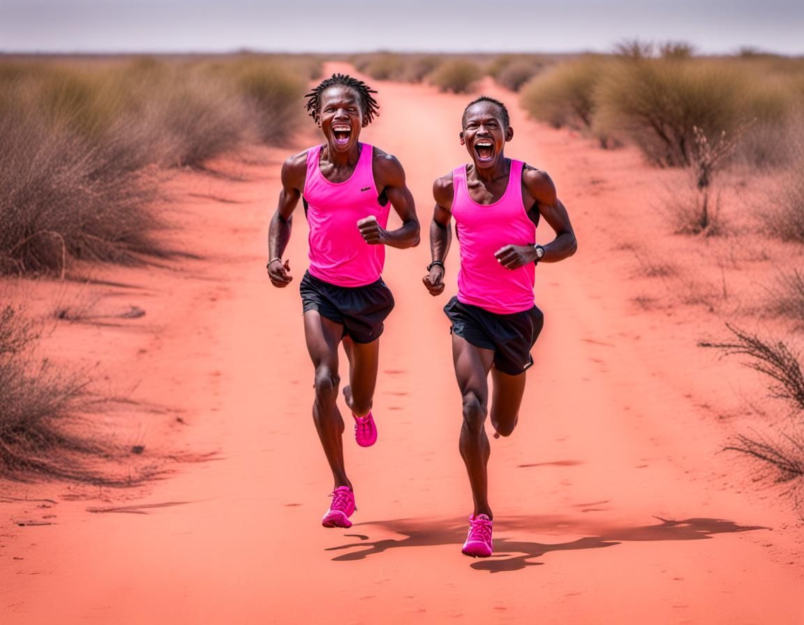 Amazed Bushmen Laugh at Pink Running Shoes