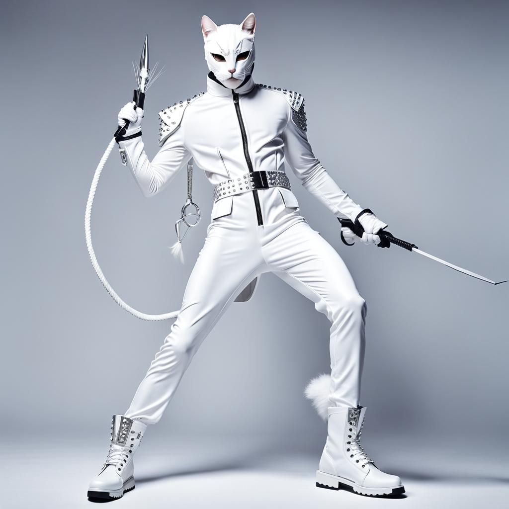 Stylish Cat-Masked Hero in Dynamic 3D Anime Art