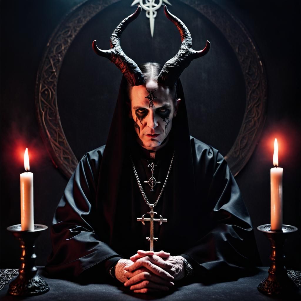 Satanic Priest Leading a Dark Ritual