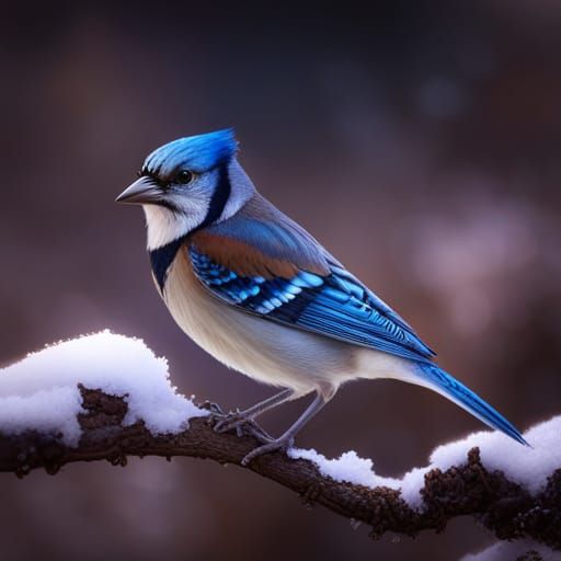 Sparrow-Blue Jay Hybrid in Detailed Matte Painting